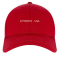 CITYBOYZ★USA baseball cap, navy blue hat with white logo, adjustable strap, casual style for outdoor wear.
