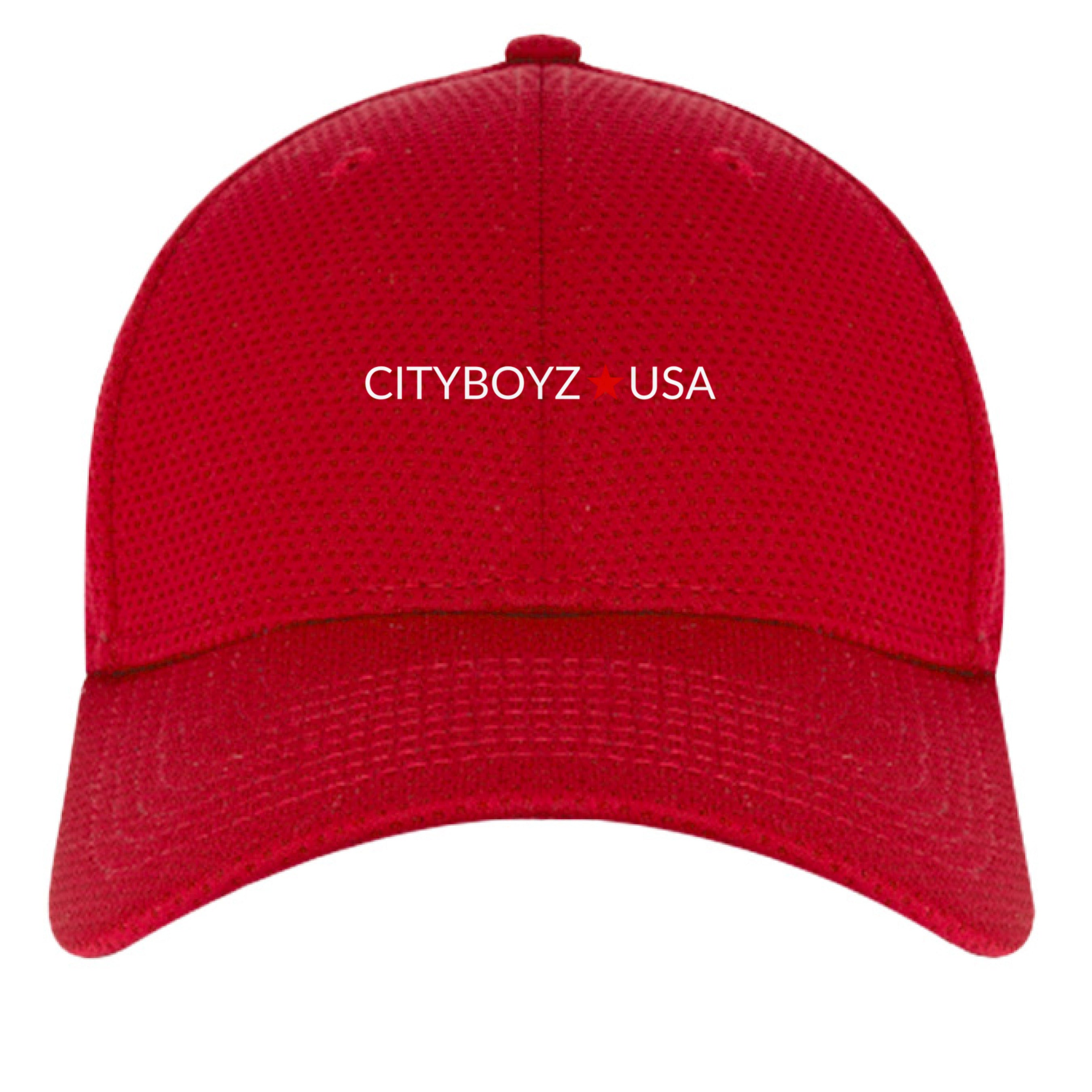 CITYBOYZ★USA baseball cap, navy blue hat with white logo, adjustable strap, casual style for outdoor wear.