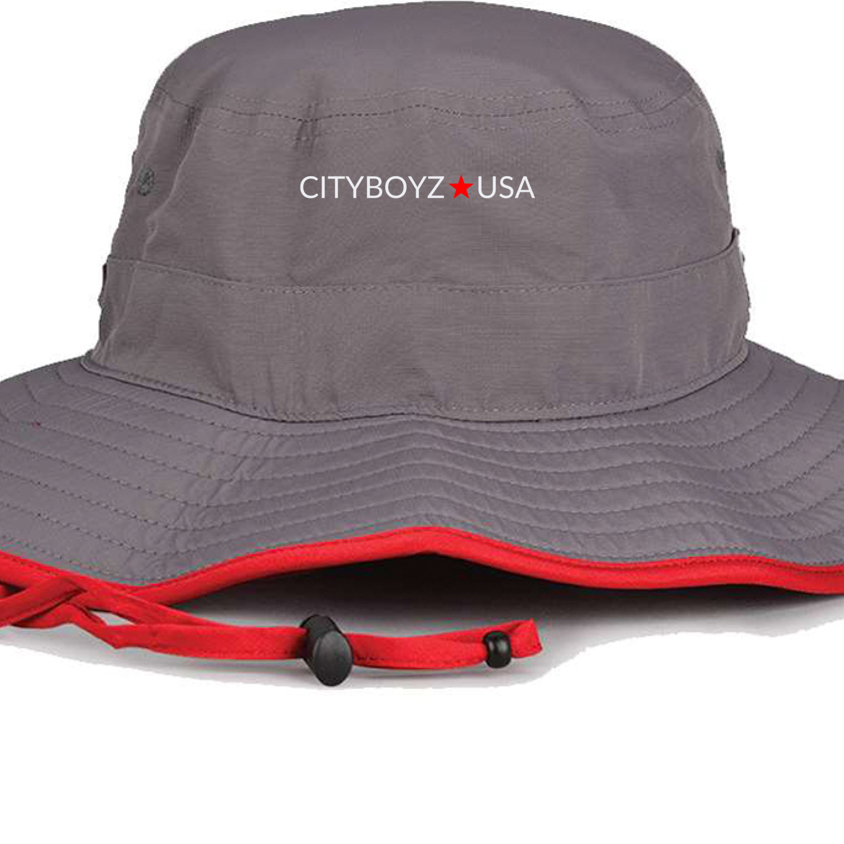 CITYBOYZ★USA bucket hat with decorative trim, lightweight hat featuring a casual brim and stylish design.
