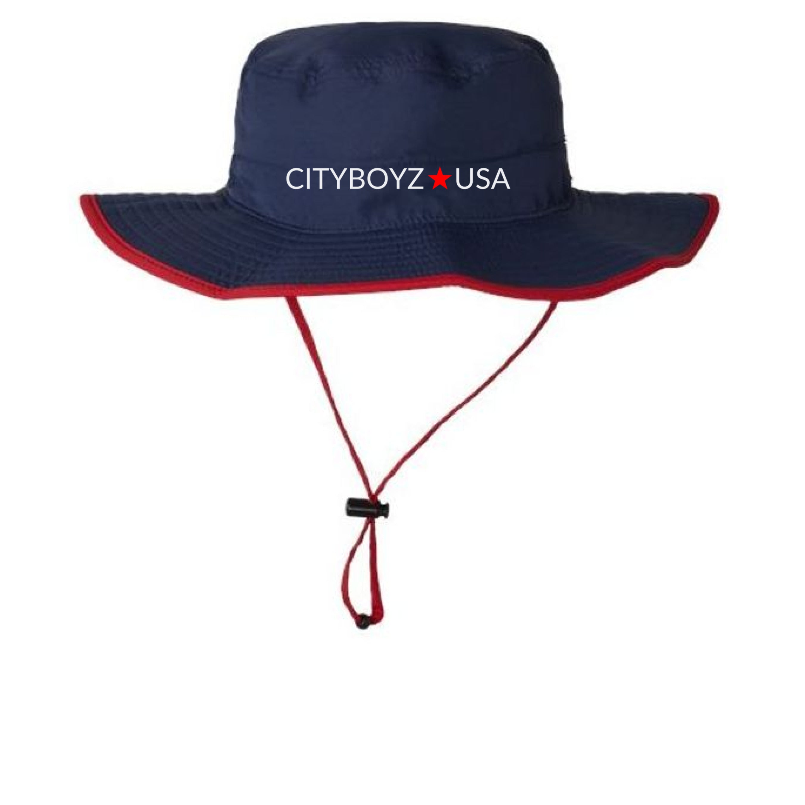 CityBOYZ USA bucket hat with trim, stylish casual hat featuring a wide brim and decorative trim detail.