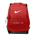 CITYBOYZ★USA Nike Brasilia Medium Backpack with adjustable straps, front pocket, and Nike logo on durable black fabric.