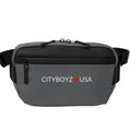 CITYBOYZ★USA Mercer Mettle Crossbody Pack with adjustable strap and multiple compartments, shown in black fabric.