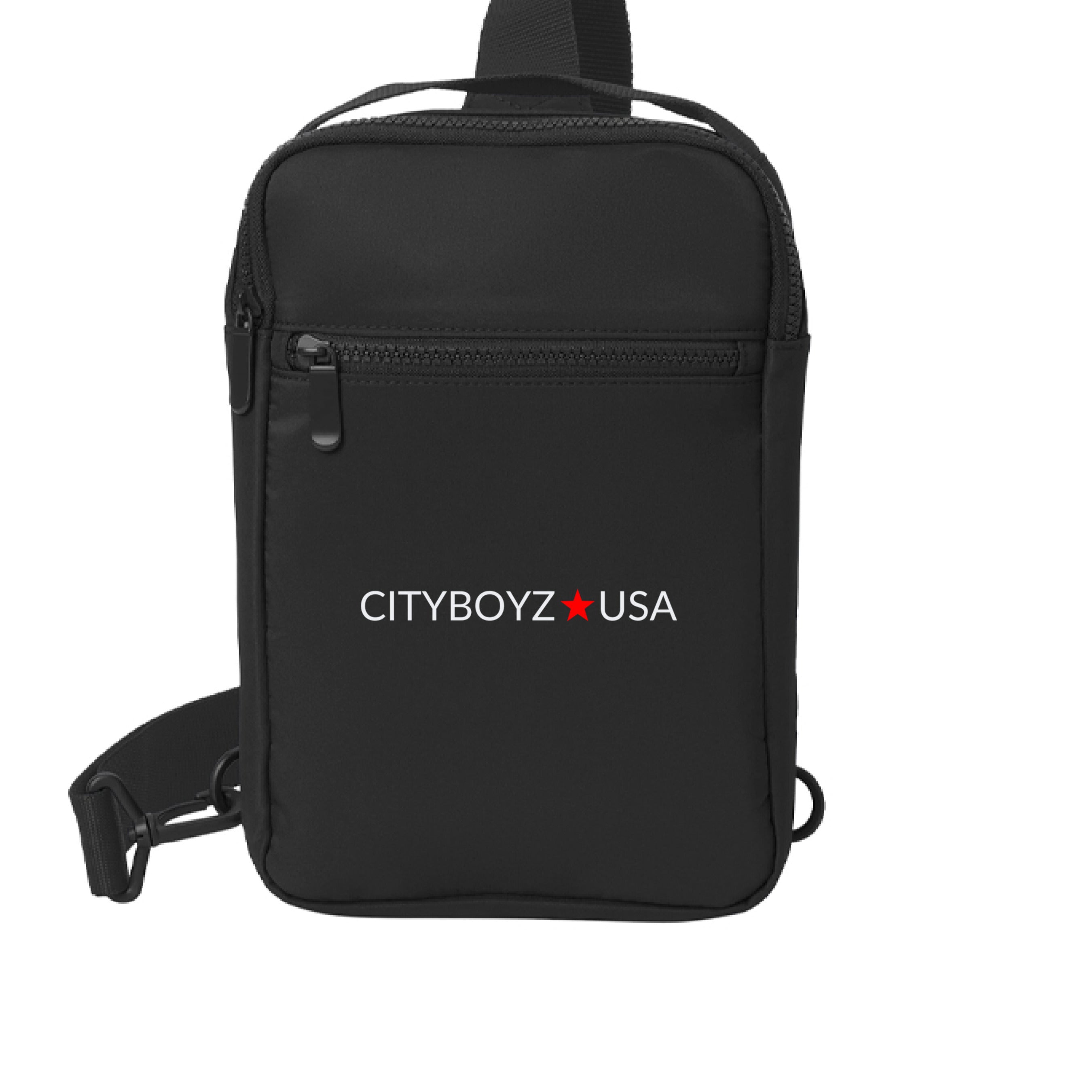 CityBOYZ USA Port Authority Matte Sling Backpack, stylish sling pack with adjustable strap and multiple compartments.