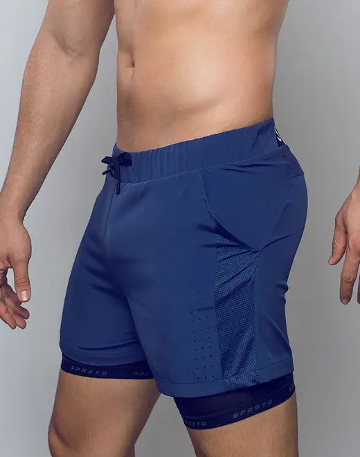 Blue Supawear SPR Max athletic shorts by CITYBOYZ★USA, featuring a comfortable fit and sleek design for active wear.
