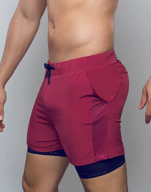 Red Supawear SPR Max athletic shorts by CITYBOYZ★USA, featuring a comfortable fit and sporty design for active wear.