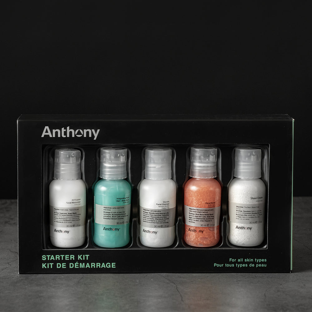 CITYBOYZ USA Anthony grooming starter kit with various grooming tools and products for men's grooming routines.
