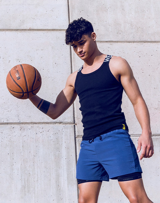 Black Supawear SPR Max Tank Top by CITYBOYZ★USA, displayed on a hanger with a fitted sleeveless design and sleek fabric.