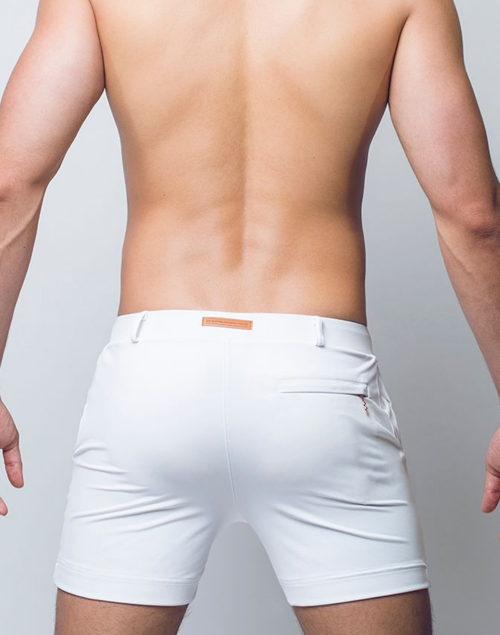 White 2Eros Bondi Shorts for men by CITYBOYZ★USA, featuring a stylish and comfortable fit in a casual fashion style.