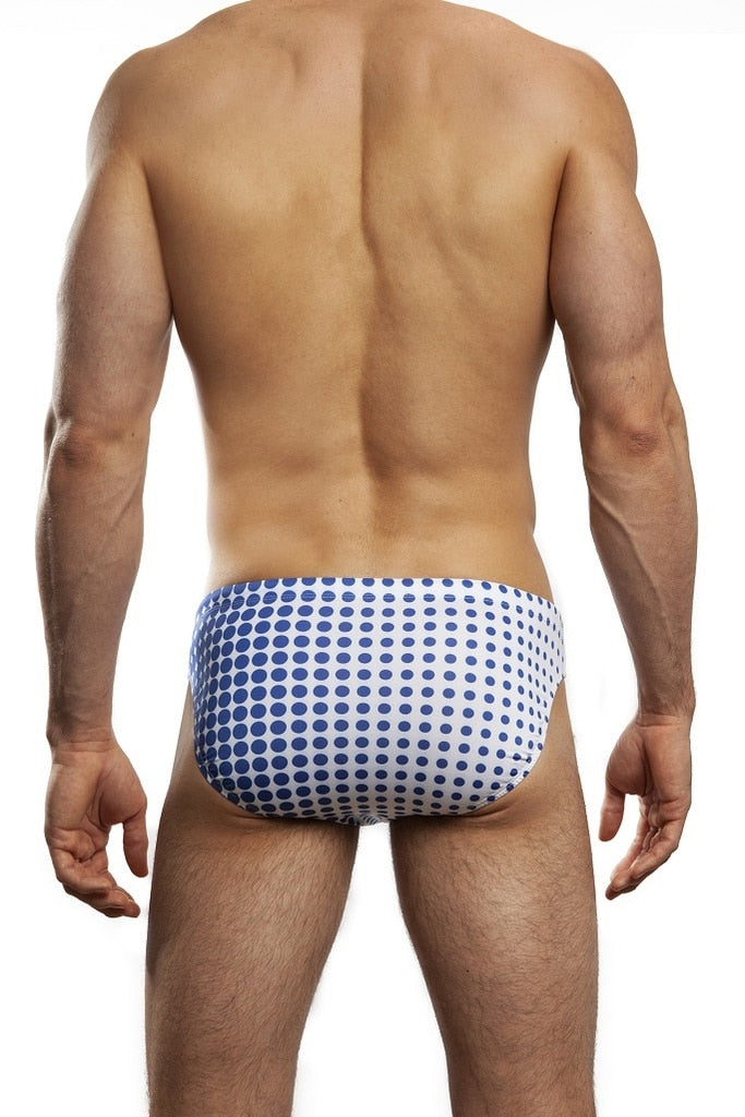 Royal blue Jack Adams Dot Matrix 1-inch swim racer brief by CITYBOYZ USA, featuring a sleek, patterned design and secure fit.