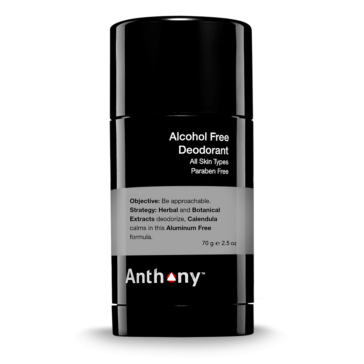 CityBOYZ USA Anthony alcohol-free deodorant stick, grooming product in a 2.5 oz container with natural scent and clean design.