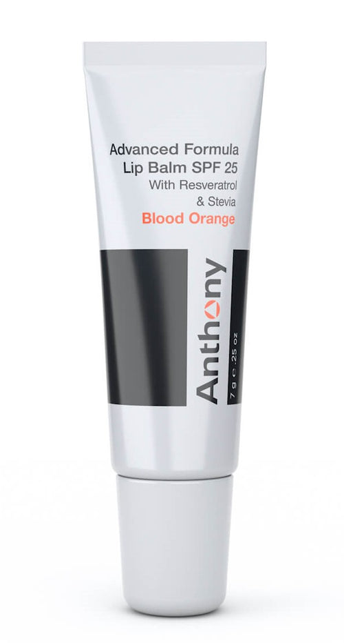 Blood orange Anthony lip balm with SPF 25 by CITYBOYZ★USA, featuring a sleek tube and vibrant orange design.
