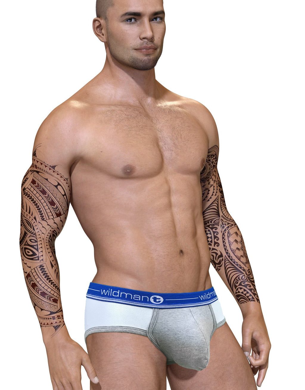 WildmanT Wildmant Duo Big Boy pouch briefs in blue, showing side view with comfortable waistband and supportive pouch design.