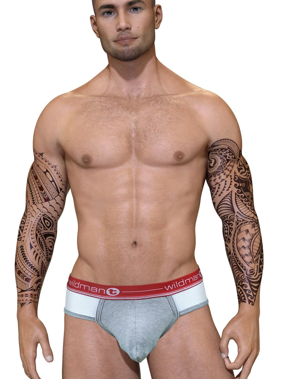 WildmanT Wildmant Duo Big Boy Pouch Brief in red, front view showing snug fit and supportive pouch design.