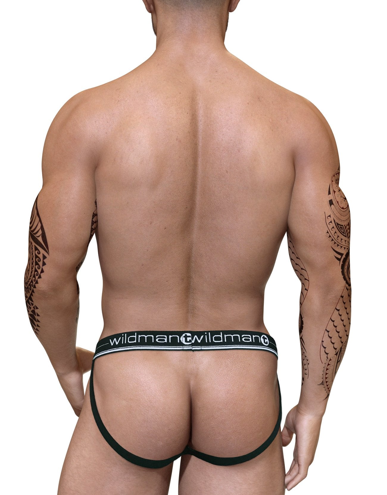 Wildmant Duo Big Boy Pouch Jock Strap in gray and white, featuring supportive design and elastic waistband for active wear.