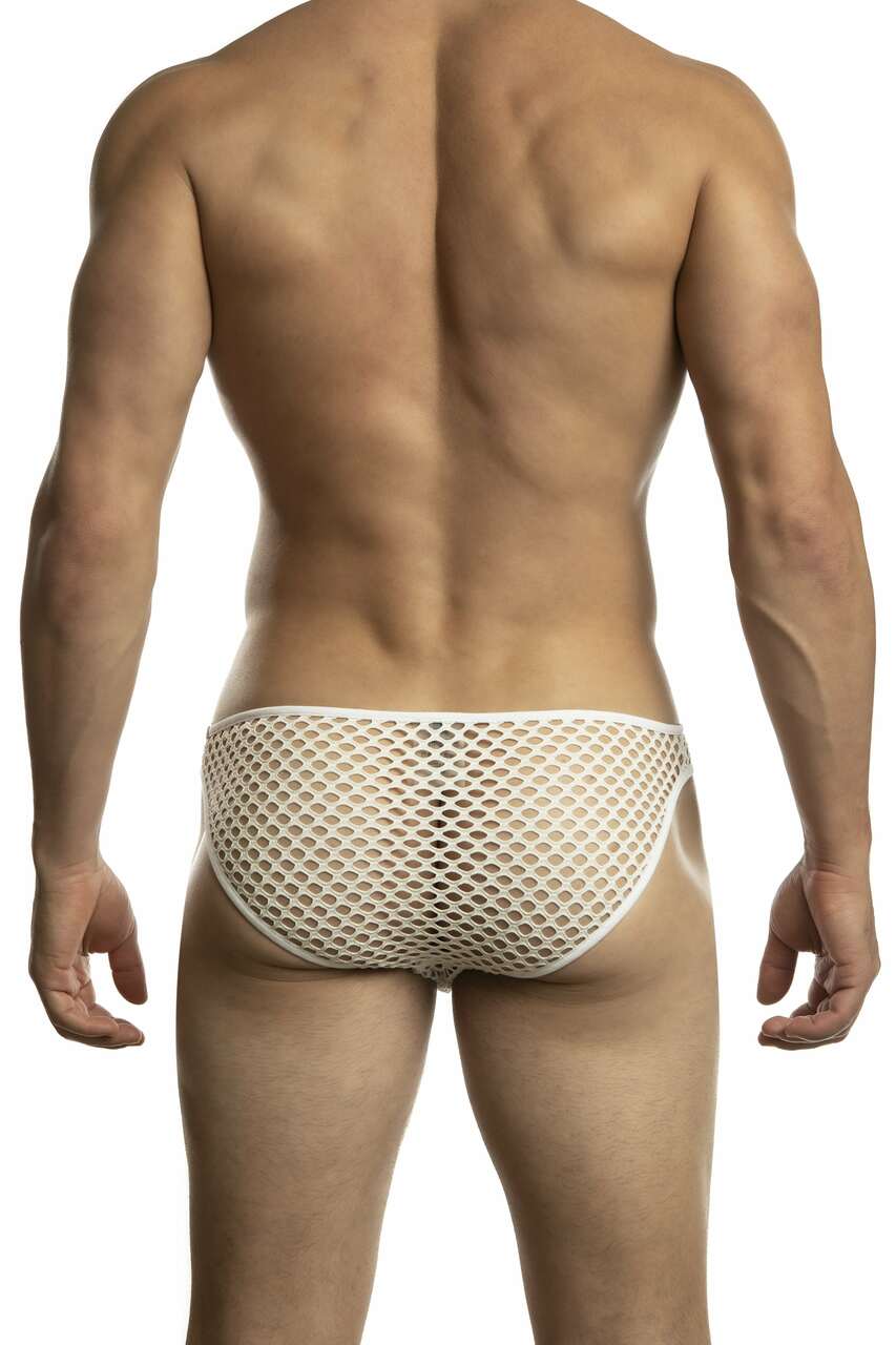 White Jack Adams Cali Mesh Brief underwear by CITYBOYZ★USA, showing the back view with mesh fabric and snug fit.