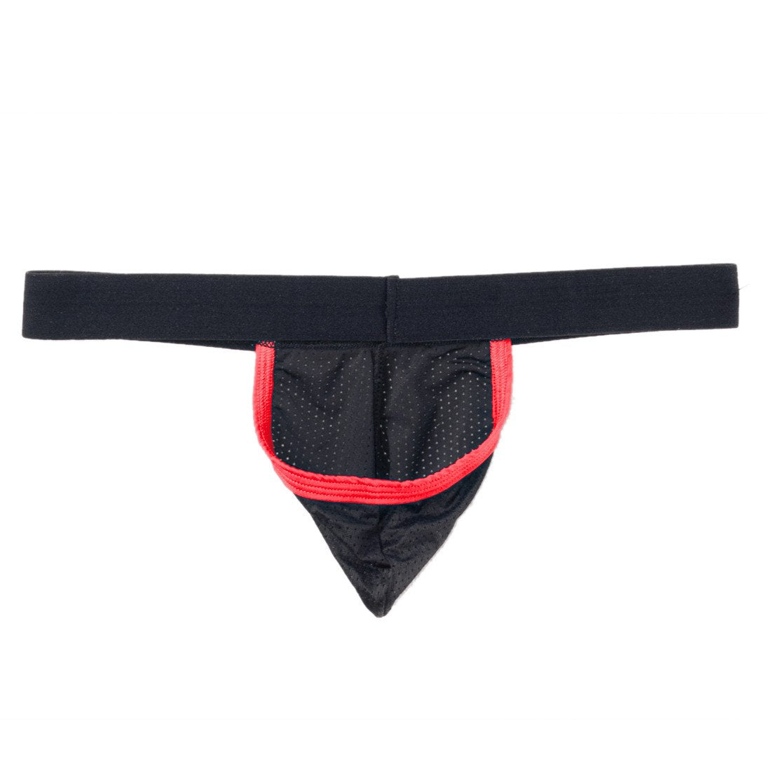 WildmanT Raw Strapless Mesh Jockstrap with red contrast trim, featuring a flat-back design and supportive fit.