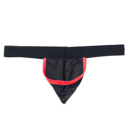 WildmanT Raw Strapless Mesh Jockstrap with red contrast trim, featuring a flat-back design and supportive fit.