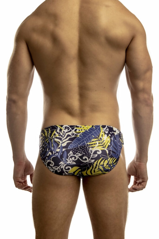 Jack Adams Second Skin Swimsuit by CITYBOYZ USA in tropical royal blue, showing a close-up of the fitted swimsuit fabric.