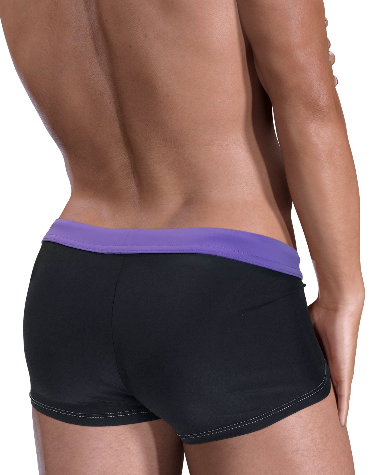 Black Wildmant Moby Big Boy Pouch Swim Square Cut swimwear by WildmanT, shown from the back with a comfortable pouch design.