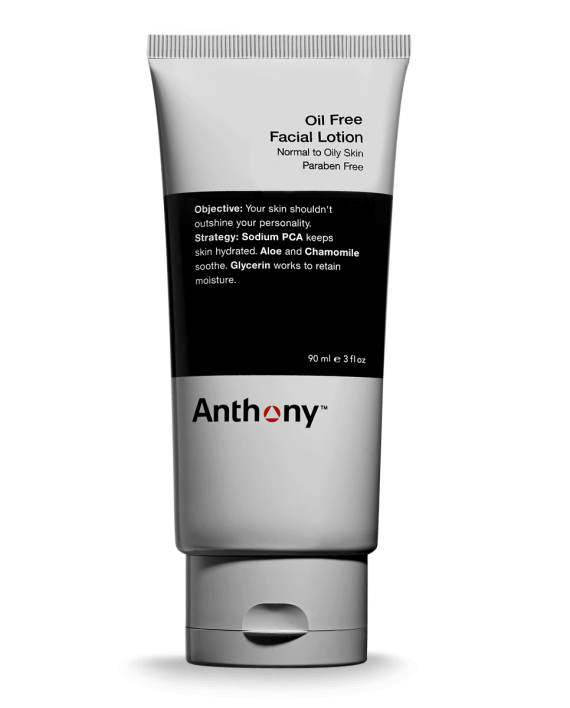 CITYBOYZ USA Anthony Oil-Free Facial Lotion in 3oz bottle, grooming product with smooth, lightweight moisturizer and clear packaging