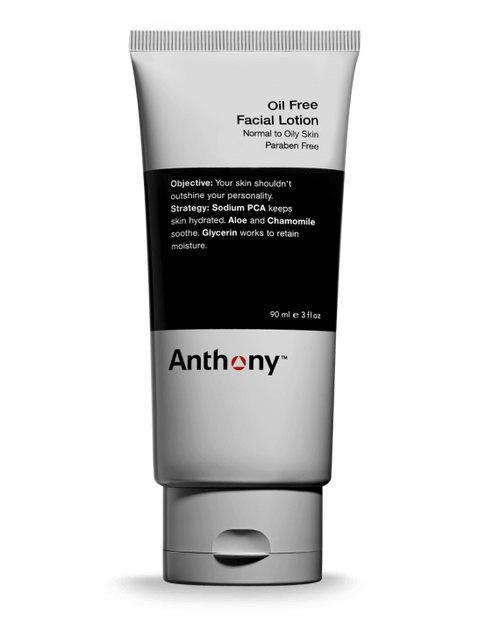 CITYBOYZ USA Anthony Oil-Free Facial Lotion in 3oz bottle, grooming product with smooth, lightweight moisturizer and clear packaging