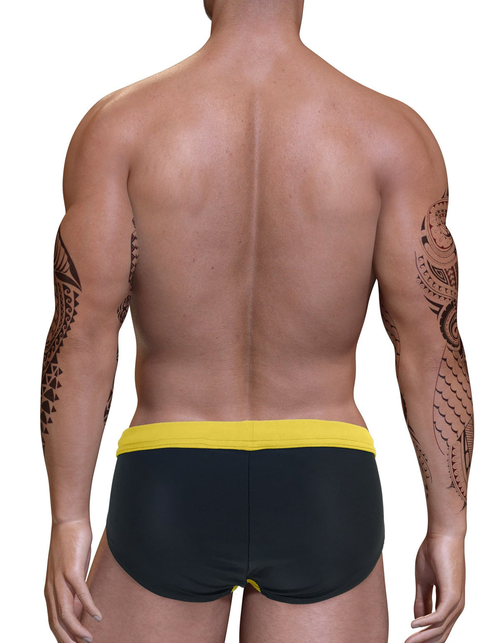 Wildmant Big Boy Pouch Swim Bikini in bright yellow, featuring a comfortable fit and bold design for boys' swimwear.