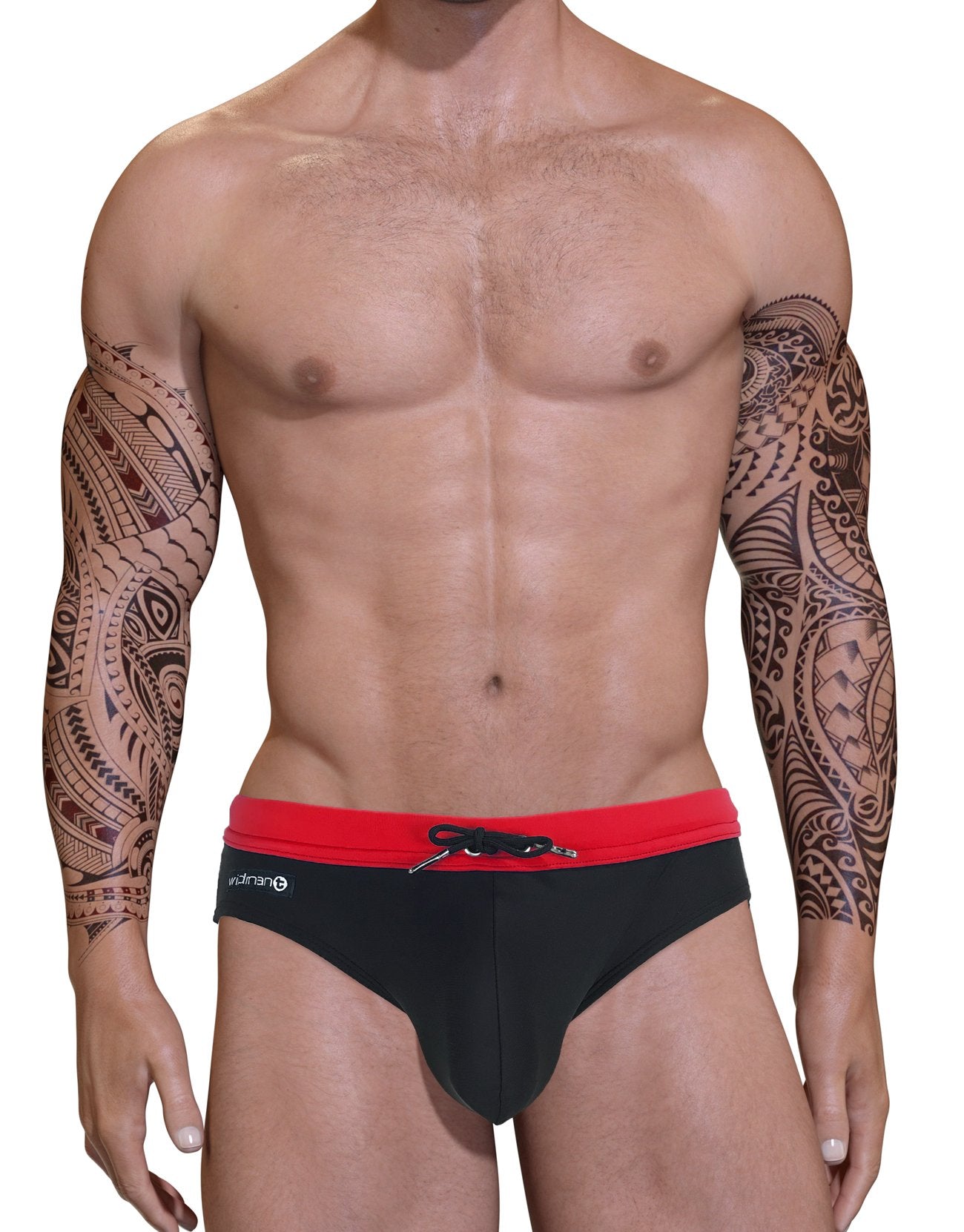 Wildmant Big Boy Pouch Swim Bikini in red, featuring a comfortable fit and sporty design, ideal for boys' swimwear.