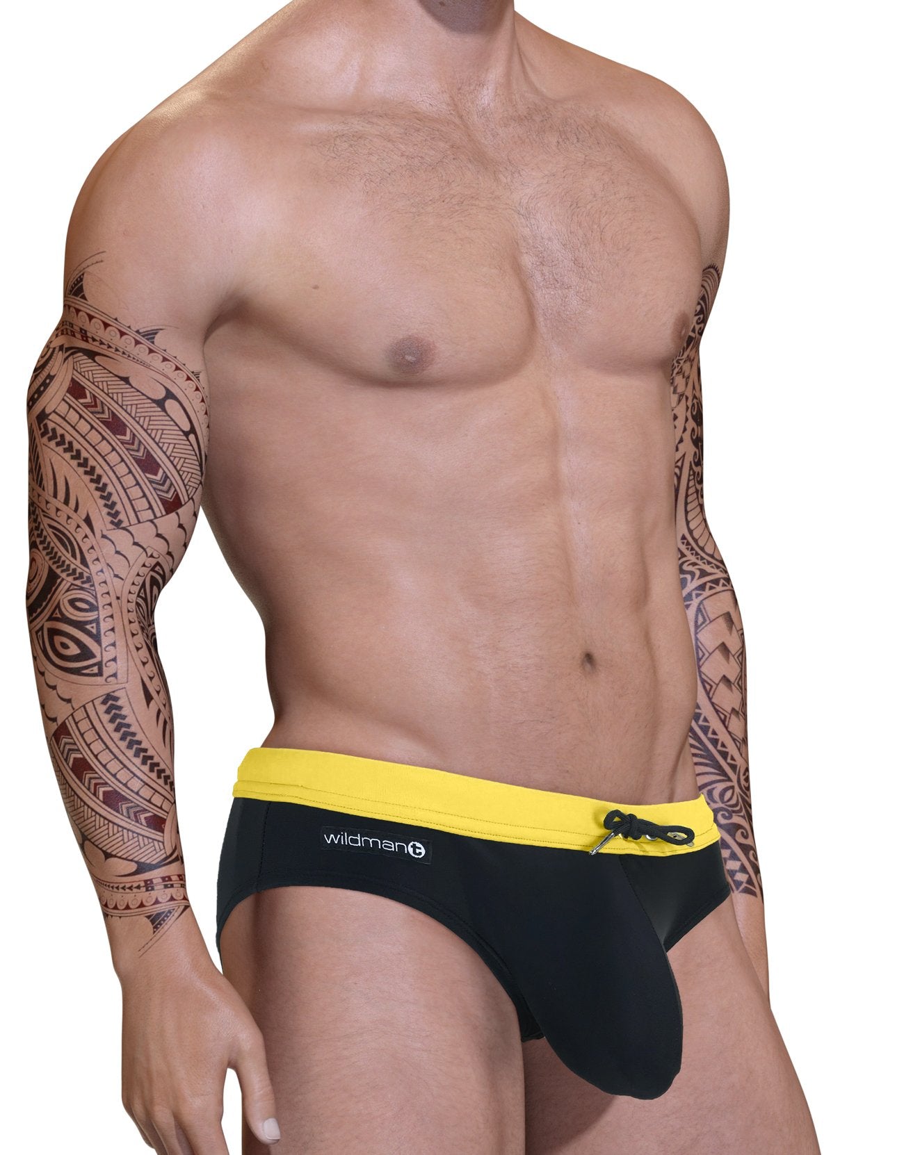Wildmant Big Boy Pouch Swim Bikini in bright yellow, featuring a comfortable fit and stylish design, ideal for boys' swimwear.