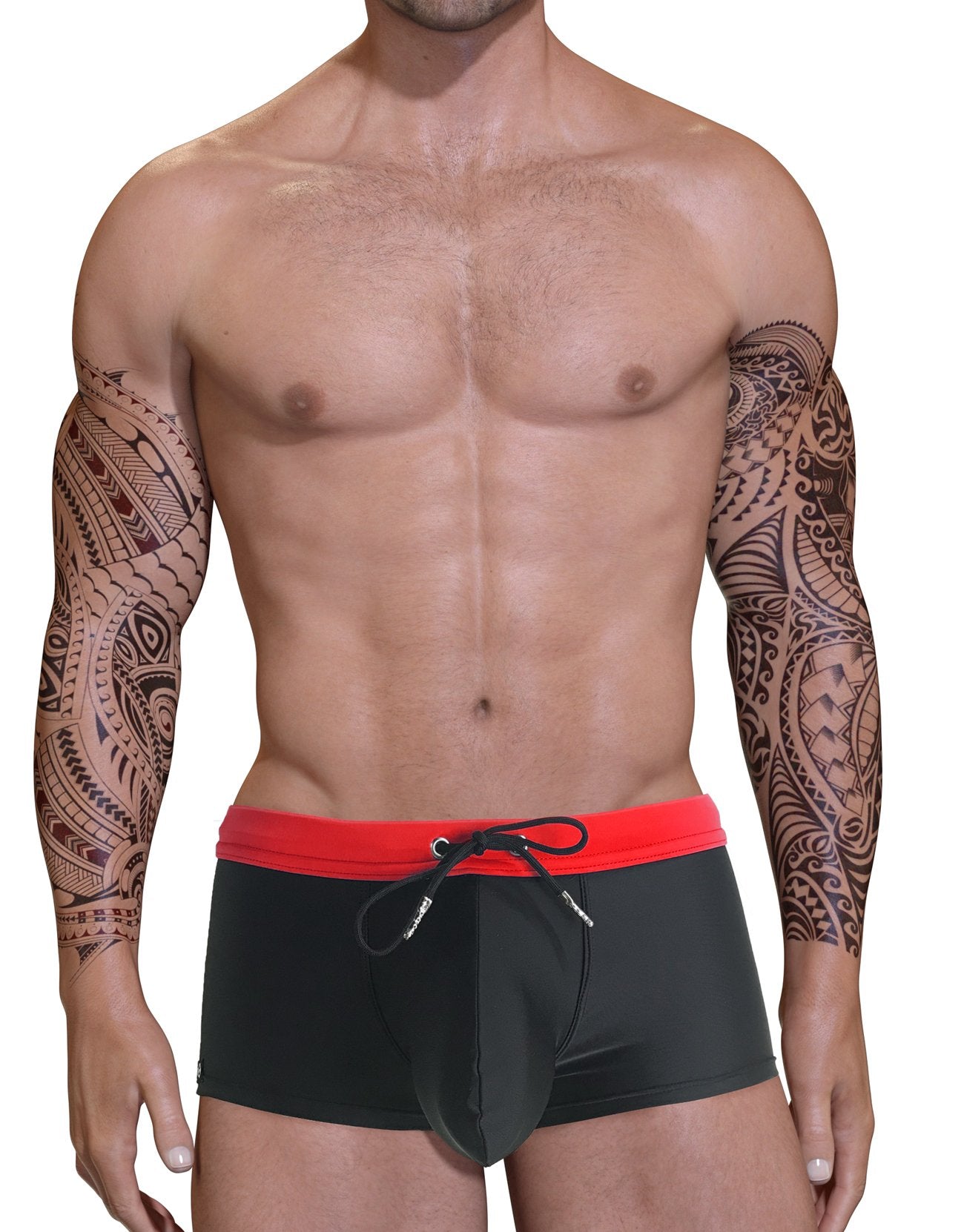 Wildmant Big Boy Pouch Swim Square Cut in red, men's swimwear by WildmanT, front view showing pouch and square cut design.