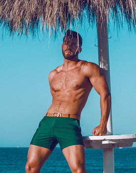 CITYBOYZ★USA 2Eros Bondi Short in gray, casual men's shorts with a relaxed fit and adjustable waistband, displayed on a flat lay.