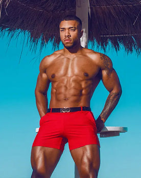 CityBOYZ★USA 2Eros Bondi Short in black, casual men's shorts with a relaxed fit and stylish design, shown on a model.