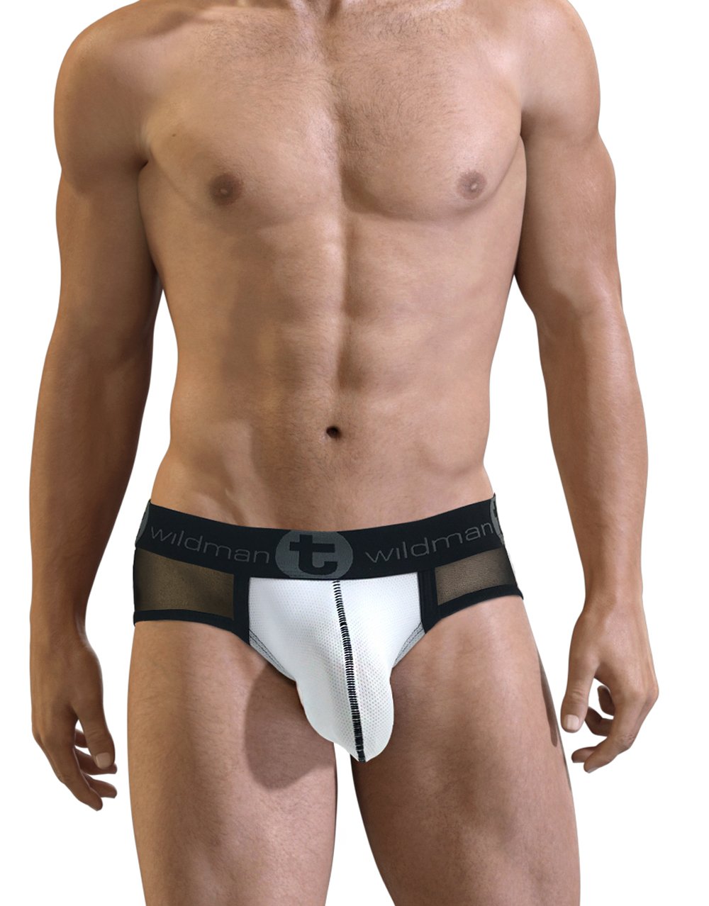 WildmanT Wildmant Slut Big Boy Pouch Brief with see-through back, front view of men's underwear with bold design and comfortable fit.