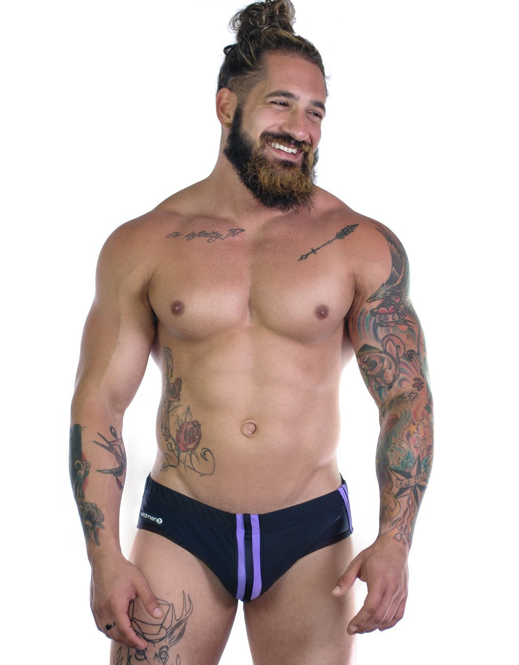 Wildmant Sportivo black and purple bikini swimwear with a front view, featuring a stylish and comfortable design.