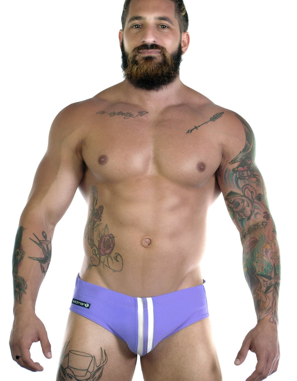 Wildmant Sportivo purple bikini swimwear with sleek design, front view showcasing the vibrant purple color and stylish fit.