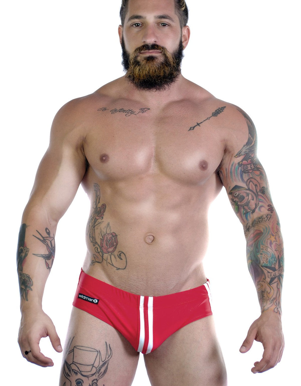 Red Wildmant Sportivo bikini swimwear by WildmanT, featuring a stylish front view with supportive straps and vibrant color.
