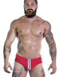 Red Wildmant Sportivo bikini swimwear by WildmanT, featuring a stylish front view with supportive straps and vibrant color.