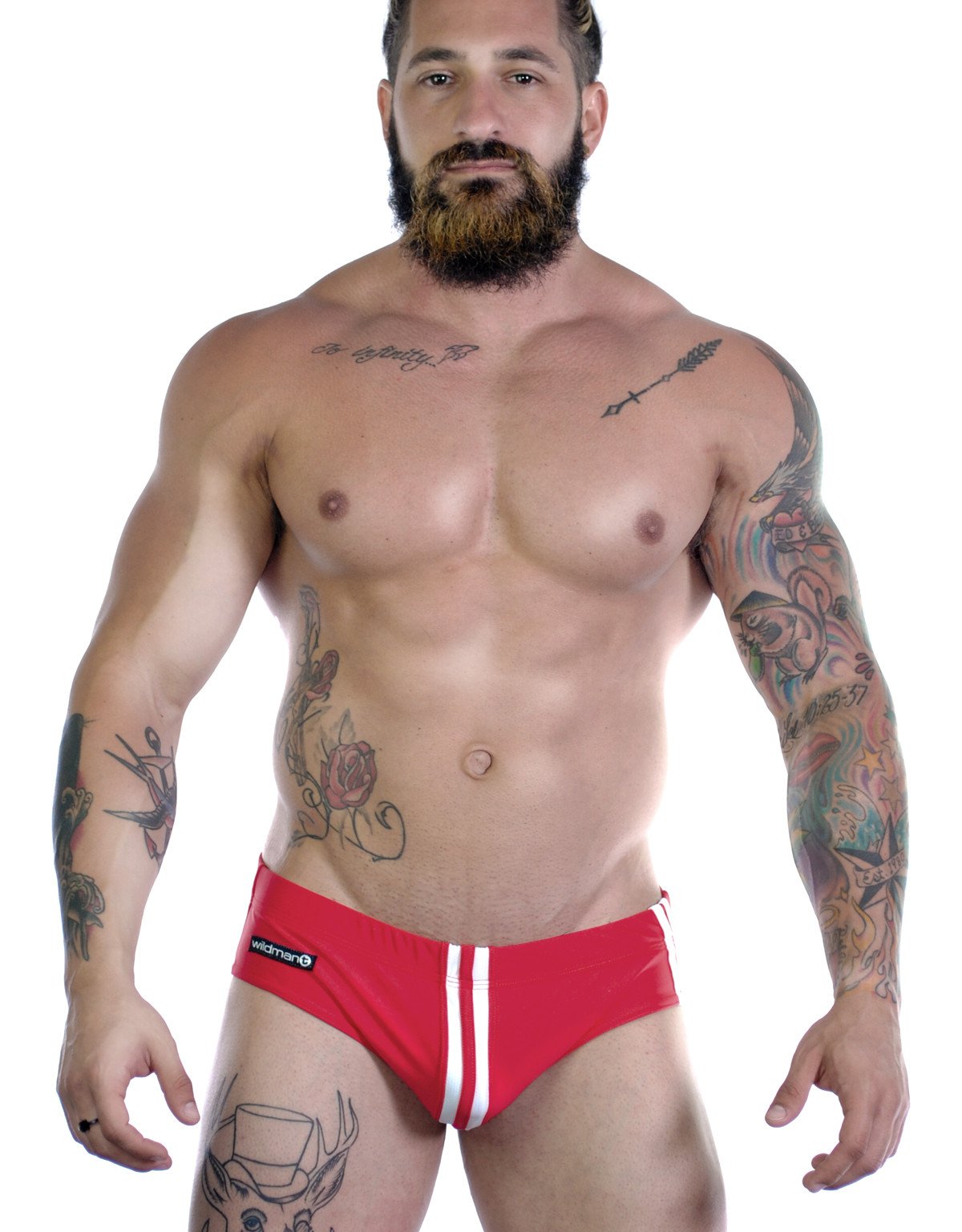 Red Wildmant Sportivo bikini swimwear by WildmanT, featuring a stylish front view with supportive straps and vibrant color.