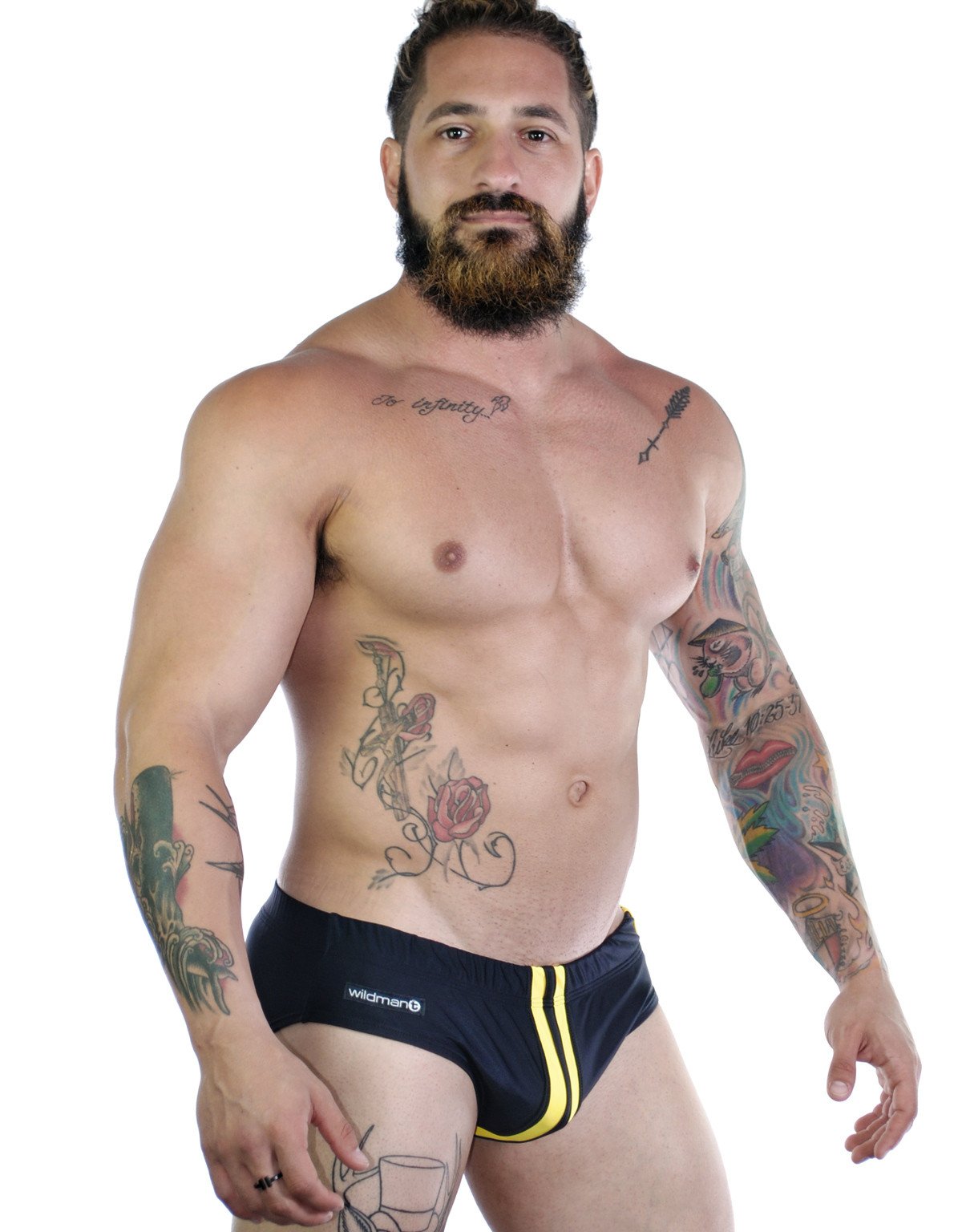 Wildmant Sportivo black and yellow bikini swimwear with side ties, featuring a sporty design and vibrant color contrast.