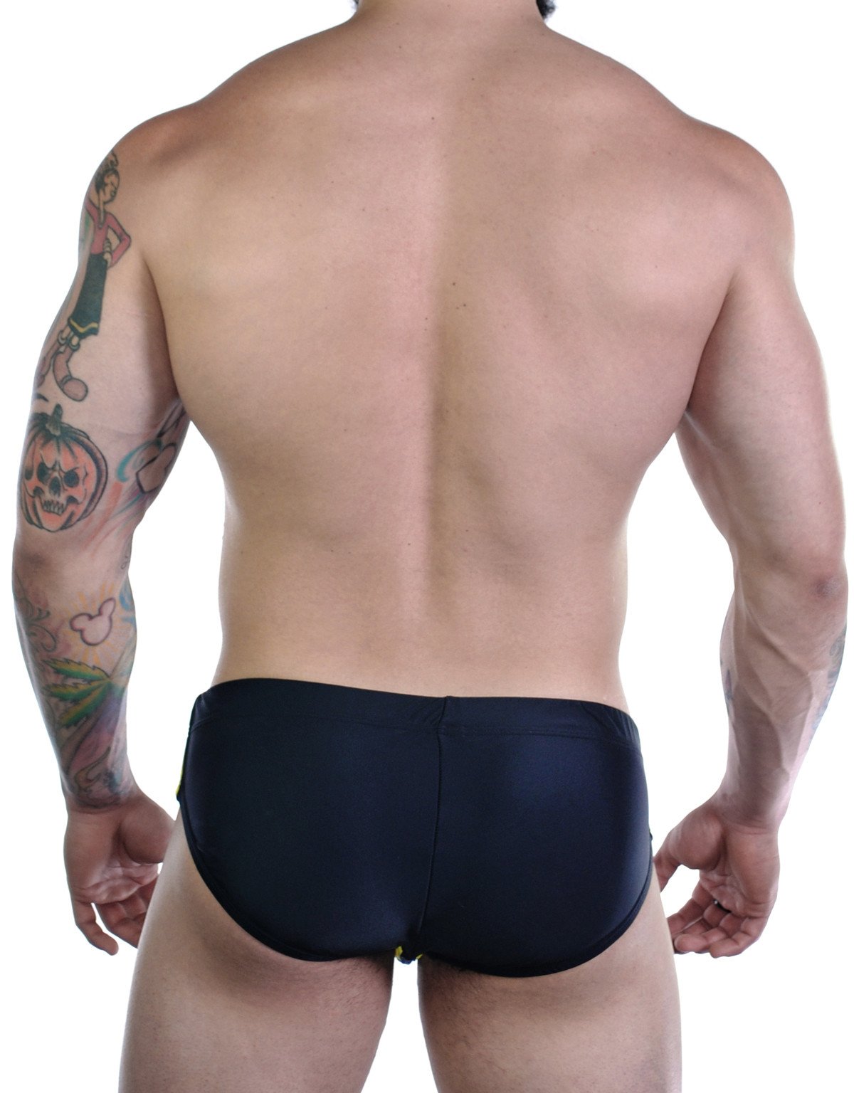 Wildmant Sportivo black and purple bikini swimwear with a back view, featuring sporty design and vibrant color accents.