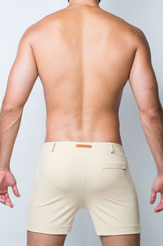 CityBOYZ USA 2Eros Bondi Shorts in light denim, front view showing classic cut and stylish stitching.