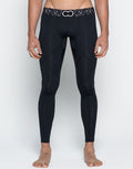 Black CITYBOYZ★USA AKTIV compression tights for athletic wear, shown on a model with a fitted, stretchy fabric design.