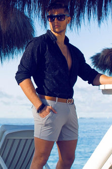 CityBOYZ USA 2Eros Bondi Shorts, casual men's shorts in lightweight fabric, shown in a relaxed fit with a front and back view.