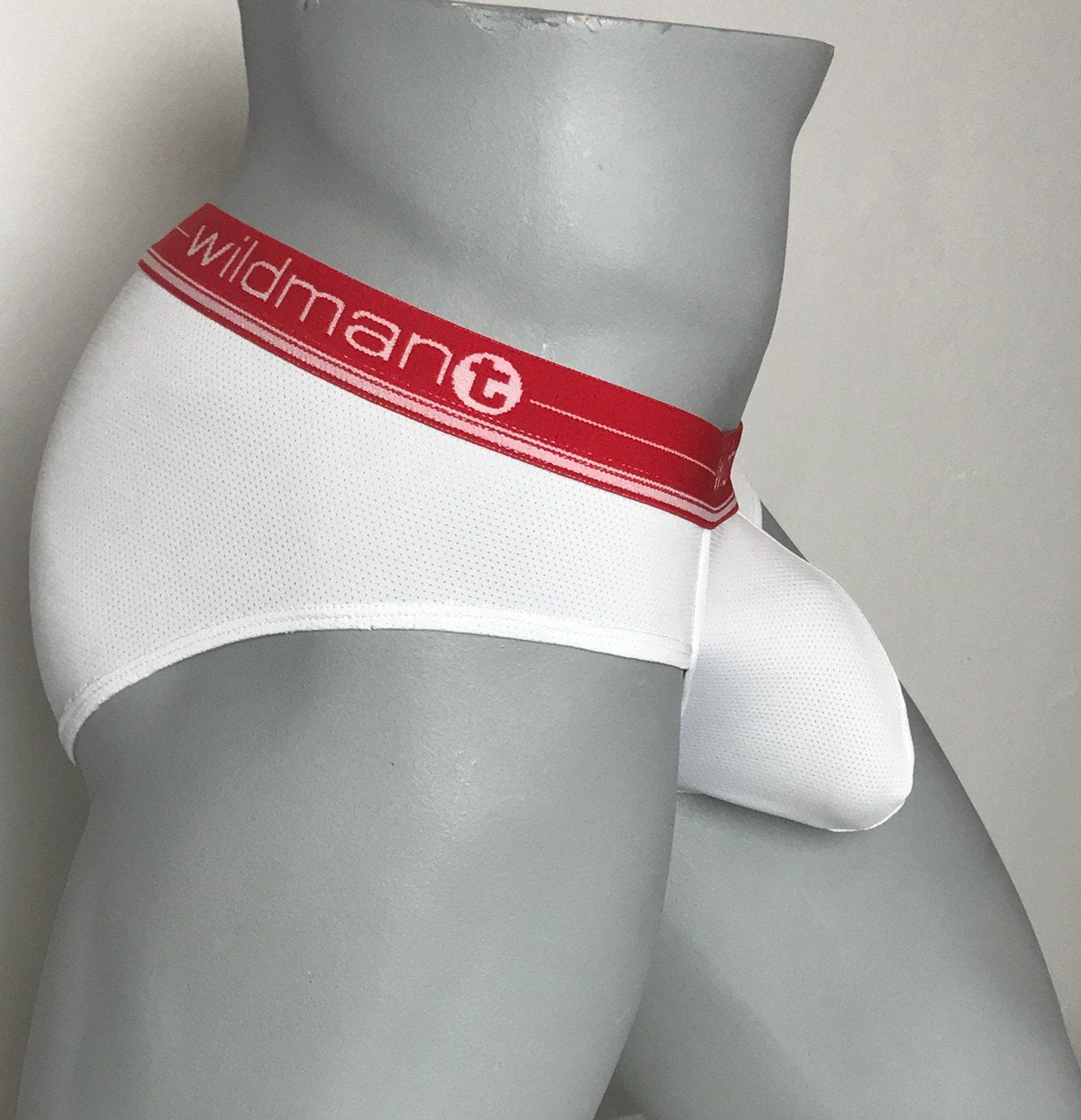 WildmanT Wildmant Summer Big Boy Pouch Brief underwear in red with side design, made for comfort and style.